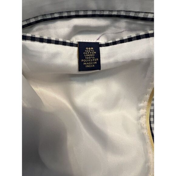 Club Room Men 46R Navy Blue & White Gingham Cotton‎ Blazer Sport Coat Jacket - Picture 9 of 9